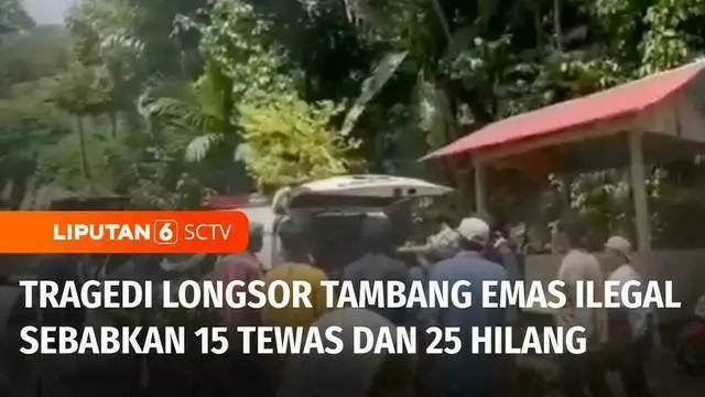Bencana longsor menewaskan belasan pekerja tambang emas ilegal di Kabupaten Solok, Sumatra Barat. Sedikitnya 25 orang lainnya hilang tertimbun longsor sejak Kamis sore. Pencarian kian terkendala, karena lokasi tambang hanya bisa dijangkau dengan 8 ja...