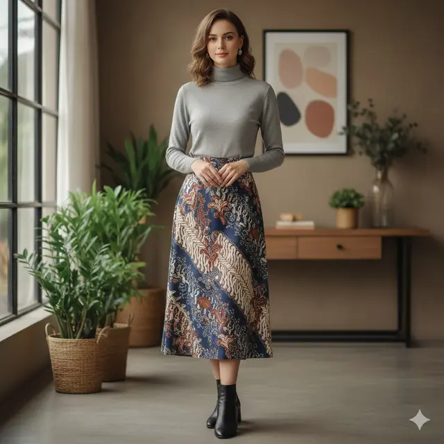 Model Baju yang Cocok dengan Rok Batik Midi
