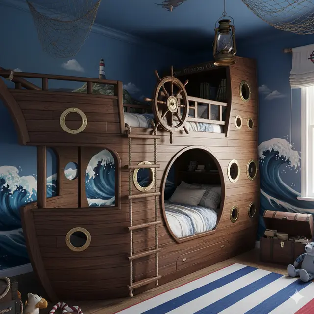 Desain Kamar Anak dengan Tempat Tidur Bertingkat. Gemini
