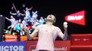 Tunggal putri, Korea Selatan, An Se Young, melakukan selebrasi setelah menjuarai Indonesia Open 2025 di Istora Senayan, Jakarta, Minggu, 8 Juni 2025. (Bola.com/M Iqbal Ichsan)