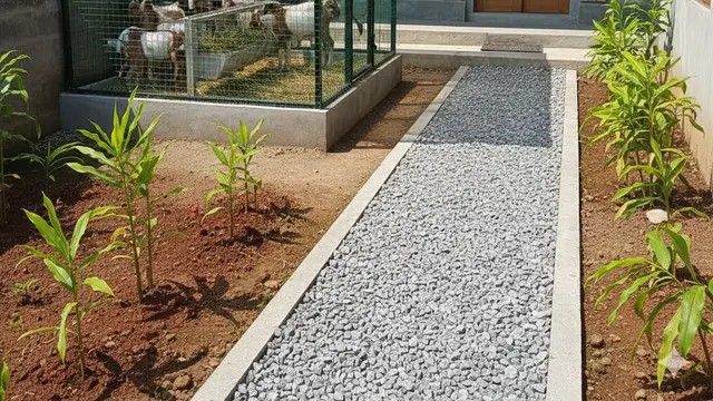 Model Halaman Belakang Rumah di Desa untuk Ternak Kecil. AI