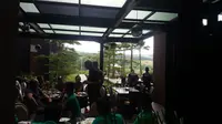 Pemain Indonesia saat sarapan di Hotel Aston Lake, Sentul Bogor (Windi Wicaksono)