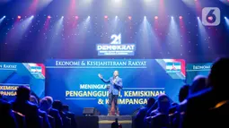 Ketua Umum Partai Demokrat Agus Harimurti Yudhoyono (AHY) membuka Rapat Pimpinan Nasional (Rapimnas) Partai Demokrat di JCC, Jakarta, Kamis (15/9/2022). Dalam Rapimnas tersebut Partai Demokrat akan membahas terkait rencana koalisi dan calon presiden (Capres) untuk Pemilu 2024. (Liputan6.com/Faizal Fanani)