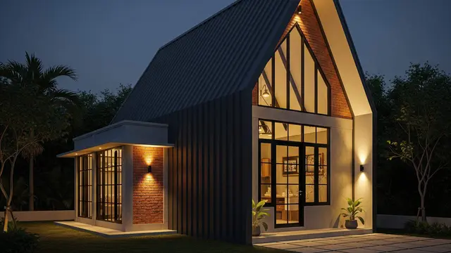 Desain Rumah Kecil dengan Atap Pelana Tinggi Agar Lebih Sejuk
