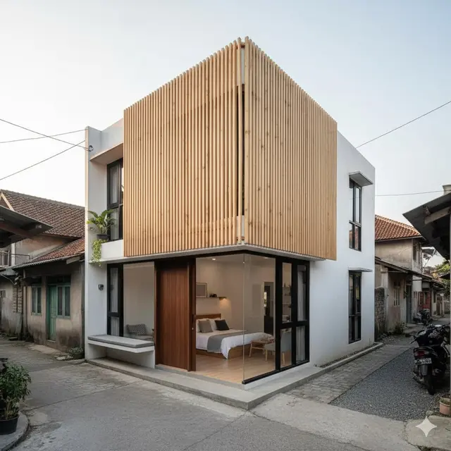 Konsep Scandinavian dengan Kayu dan Putih