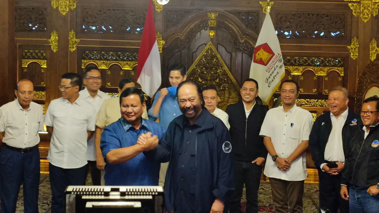 Ketua Umum Partai Gerindra Prabowo Subianto menerima kunjungan Ketua Umum Partai NasDem Surya Paloh