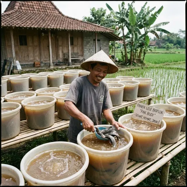 Ternak Ikan Lele Bioflok di Ember (Gemini AI)