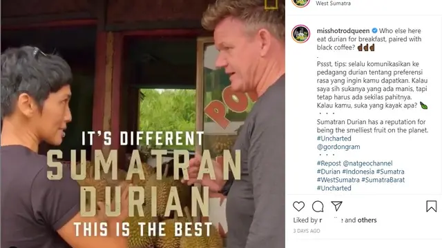 Gordon Ramsay di Sumatra. (Instagram/ misshotrodqueen oleh National Geographic)