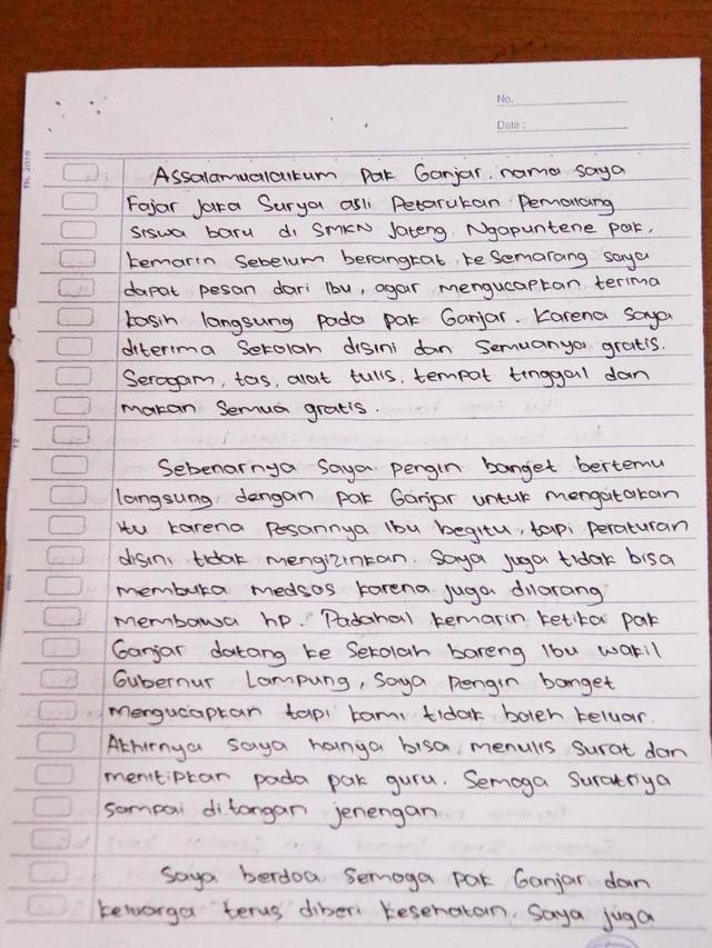 Gubernur Ganjar Pranowo Terima Surat Dari Siswa Smk Isinya