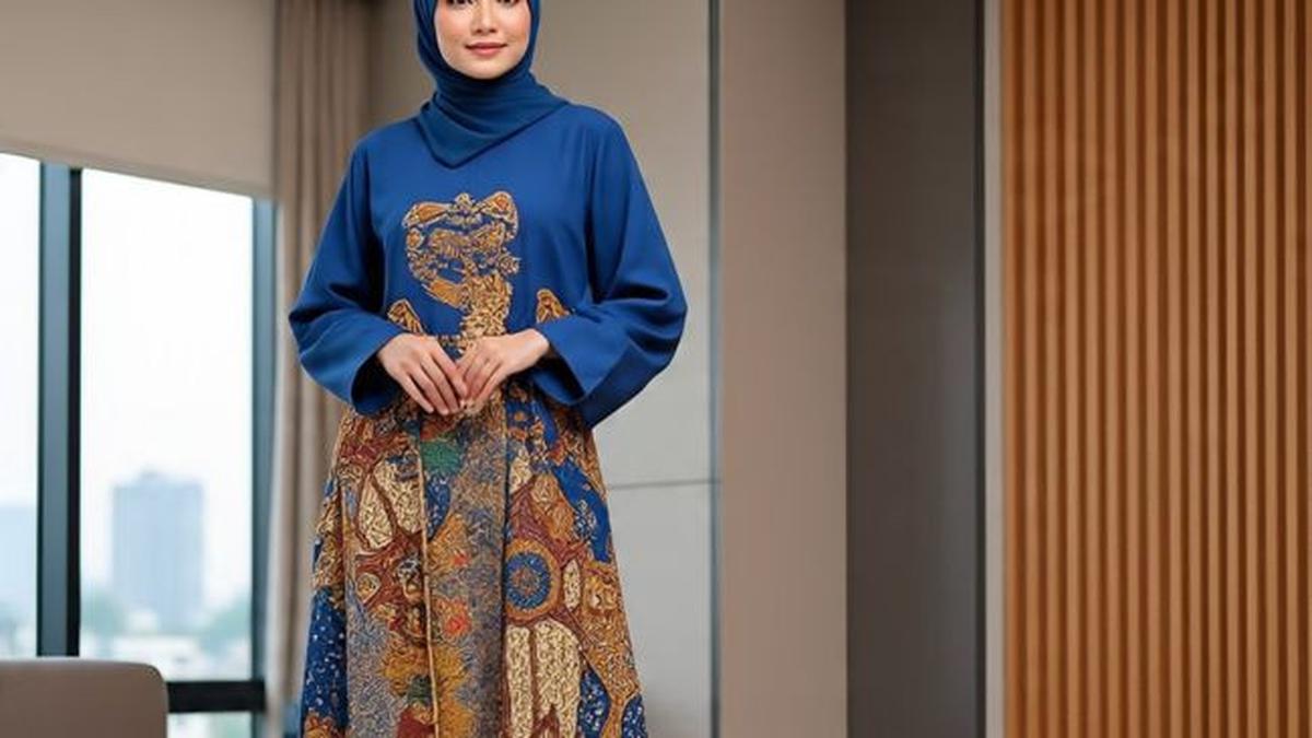 7 Model Dress Batik Lengan Panjang Kombinasi Polos, Pilihan Favorit Wanita Segala Usia