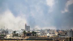 Kementerian Kesehatan Gaza pada Senin (21/7/2025) mengatakan dalam 24 jam terakhir ada 134 jenazah dibawa ke rumah sakit. Sementara, 1.155 orang terluka akibat serangan Israel. (Eyad BABA/AFP)