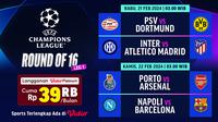 Jadwal Liga Champions babak 16 besar leg 1 pekan kedua. (Sumber: Dok. Vidio.com)