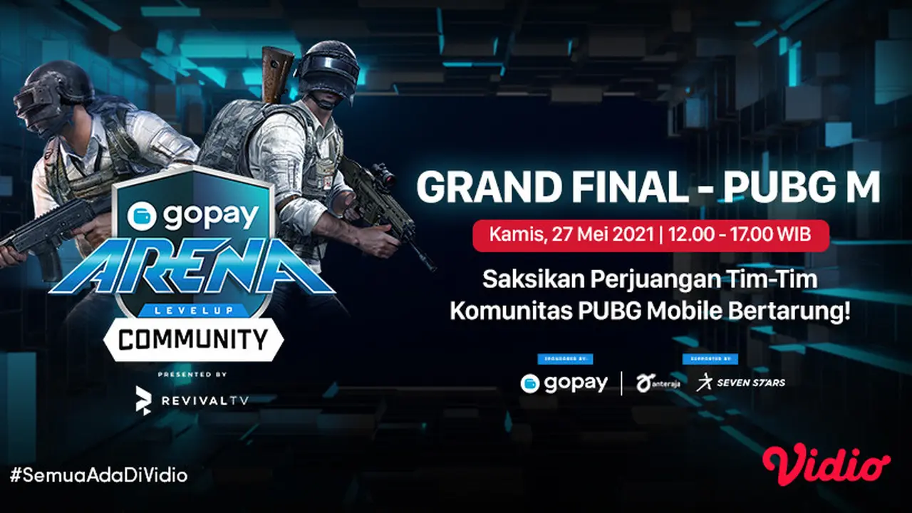 Streaming Grand Final GoPay Arena Level Up Community PUBGM di Vidio