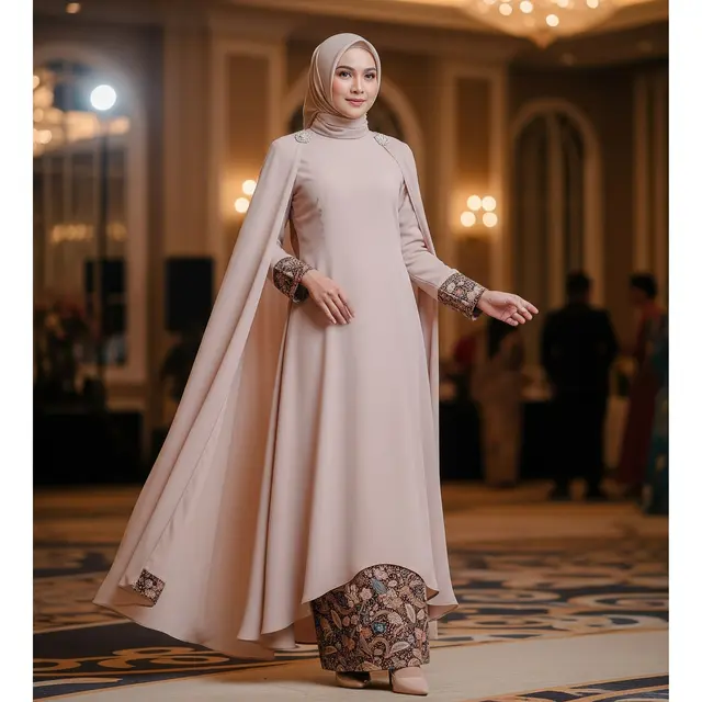 9 Model Gamis Batik Kombinasi Polos untuk Acara Kondangan Malam, Elegan dan Modern