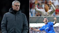 Berikut ini formasi terbaik XI dari pelatih Manchester United, Jose Mourinho, sepanjang kariernya. Tercatat ada sejumlah nama pesepak bola terbaik dunia seperti Cristiano Ronaldo hingga Frank Lampard. (Kolase foto-foto dari AFP)