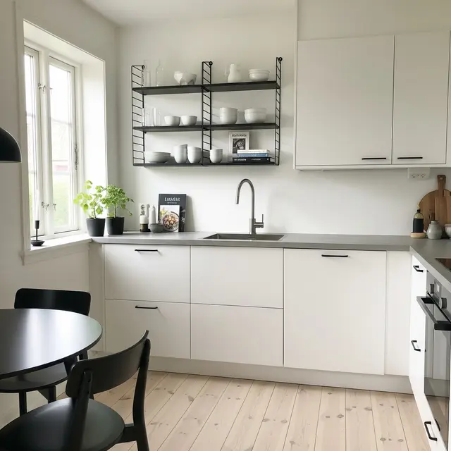 Dapur Minimalis Modern Hitam Putih di Rumah Tipe 36