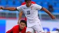 Aksi Mohanad Ali dalam laga Irak vs Hong Kong di King's Cup 2025, Kamis (4/9/2025). (Iraq National Team Official)