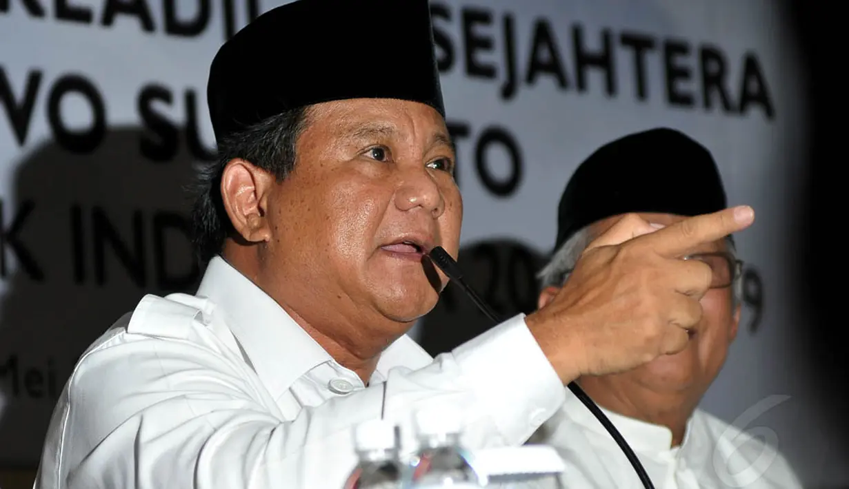 Prabowo menegaskan bahwa pertemuan ini adalah kesepakatan antara tokoh PKS dan Gerindra yang koalisinya akan berlangsung selama lima tahun kedepan. Sabtu (17/5/2014) (liputan6.com/Johan Tallo)