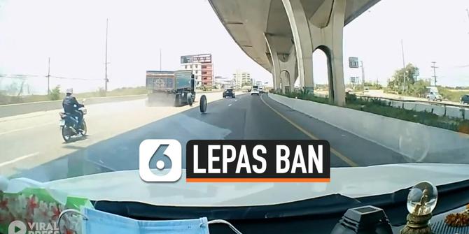 VIDEO: Rekaman Detik-Detik Truk Lepas Ban di Jalan Raya