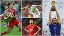 Berikut ini para pesepak bola top dunia yang pernah menjadi anak gawang. Diantaranya ada Fabio Cannavaro, Harry Maguire dan Pep Guardiola. (Foto Kolase AFP)