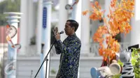 Presiden Jokowi memberi kata sambutan pada acara puncak Peringatan Hari Anak Nasional di Istana Kepresidenan Bogor, Selasa (11/8/2015). Acara ini dihadiri oleh ratusan anak-anak dari berbagai daerah di Indonesia. (Liputan6.com/Faizal Fanani)