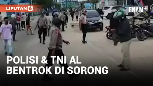 VIDEO: Ricuh! Anggota Polisi Bentrok dengan Prajurit TNI AL di Sorong