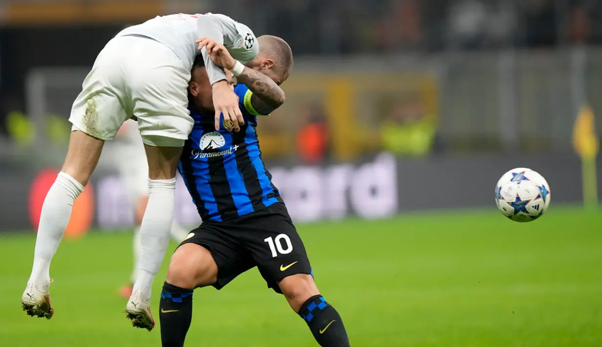 Hasil positif berhasil diamankan oleh Inter Milan dari Grup D Liga Champions 2023/2024. (AP Photo/Luca Bruno)