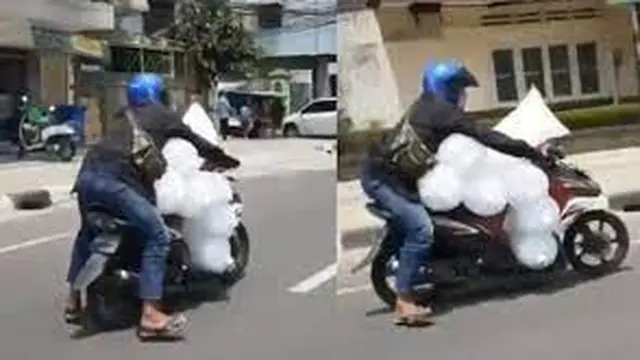 6 Potret Orang Bawa Es Batu Pakai Motor, Berpacu dengan Waktu