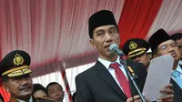 Presiden Jokowi mengucapkan belasungkawa jatuhnya pesawat Hercules milik TNI di Medan. (Liputan6.com/Herman Zakharia)