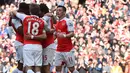 5. Arsenal, meski seret prestasi tapi klub Liga Inggris ini memiliki kekayaan sebesar 86 juta dolar AS. Kontraknya dengan maskapai penerbangan, Emirates, membuat mereka menjadi salah satu klub kaya dunia. (AFP/Ben Stansall)