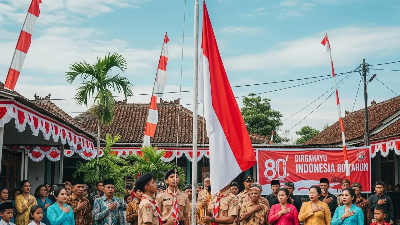 Ilustrasi warga melaksanakan Upacara Bendera. Foto: Gemini