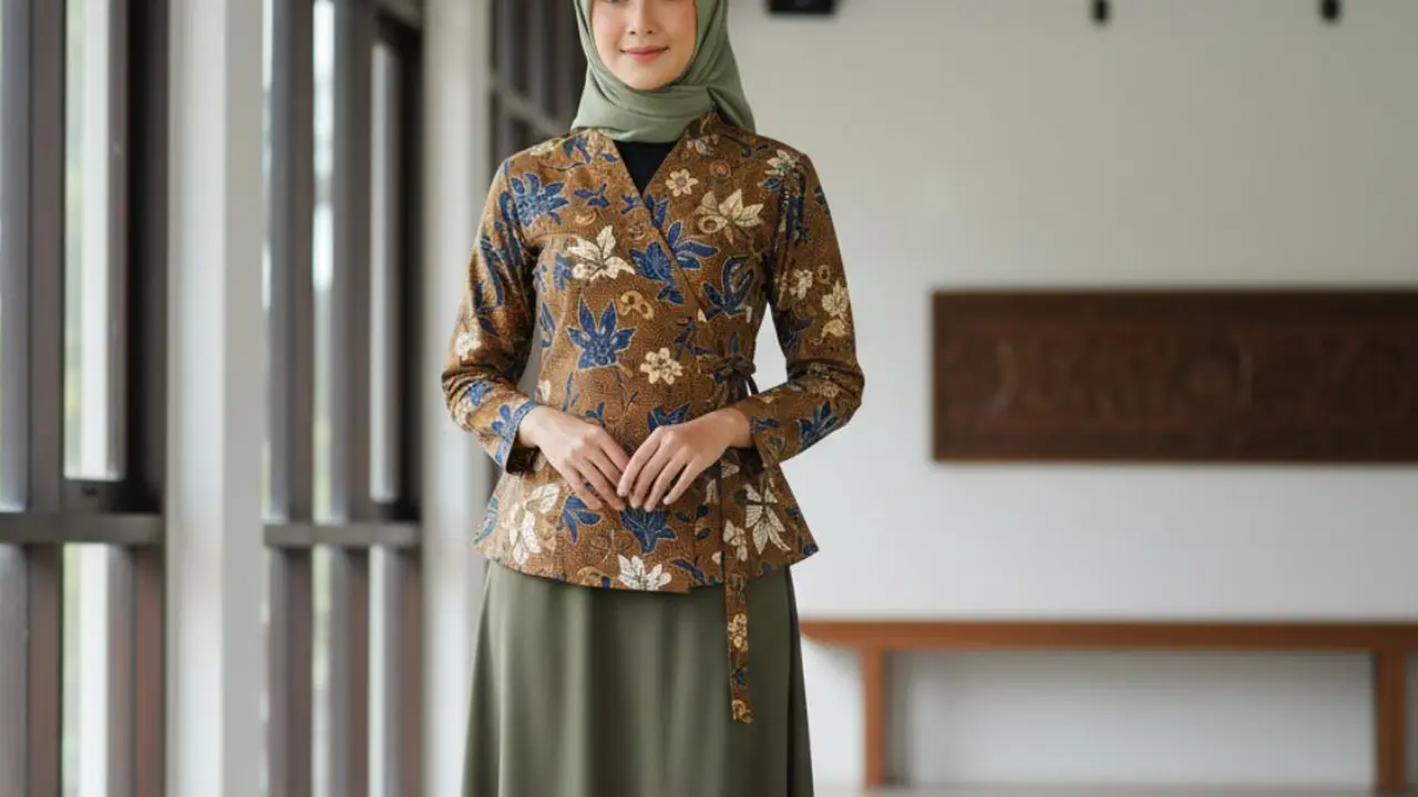 Model Atasan Batik Wanita Elegan Dipadu Dengan Rok Polos Tren 2025/Gemini AI