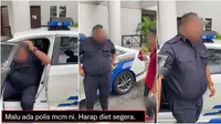 Polisi gendut di Malaysia jadi sasaran kritik netizen di Malaysia. (Twitter/@CrossedKom)