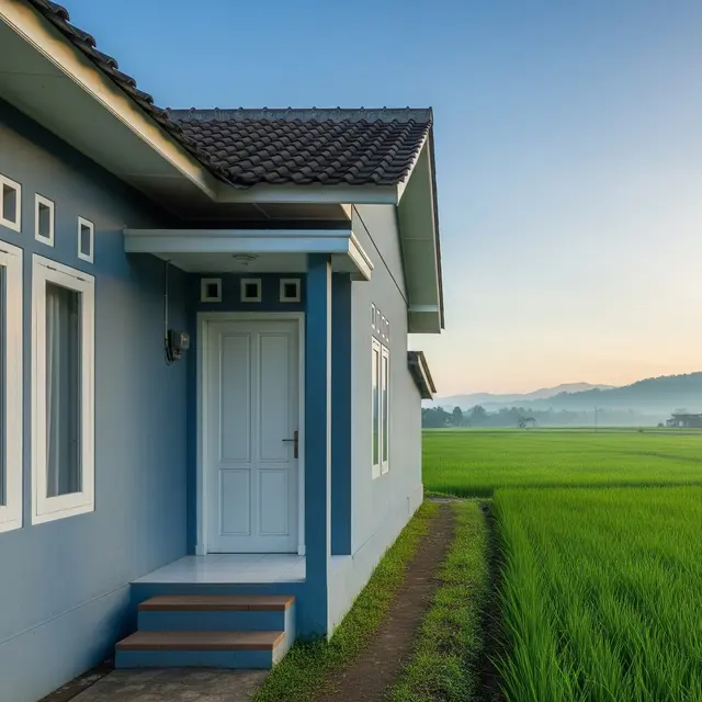 Warna Cat untuk Rumah di Dekat Sawah (Image by Gemini AI)