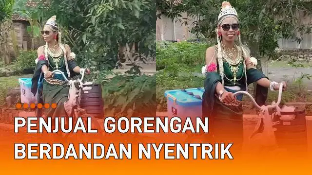 Seorang perempuan penjual gorengan curi perhatian warga karena gunakan kostum menarik ketika berjualan mengundang perhatian.