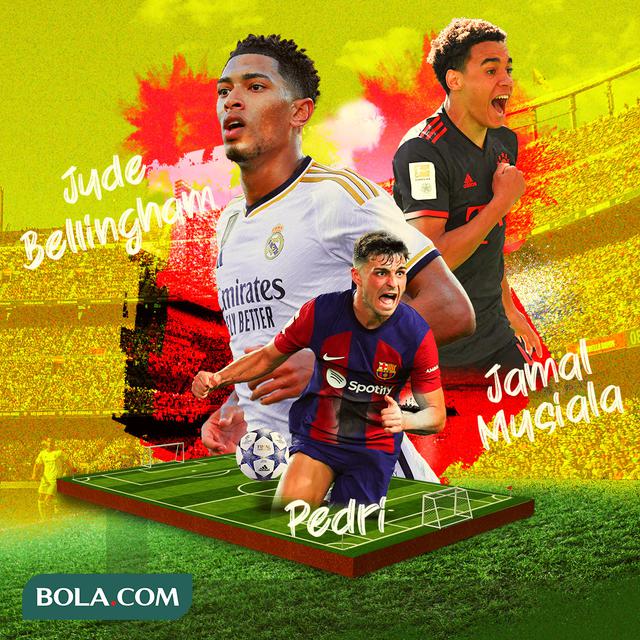 Ilustrasi - Pemain U-21 Terbaik: Jude Bellingham, Pedri, Jamal Musiala