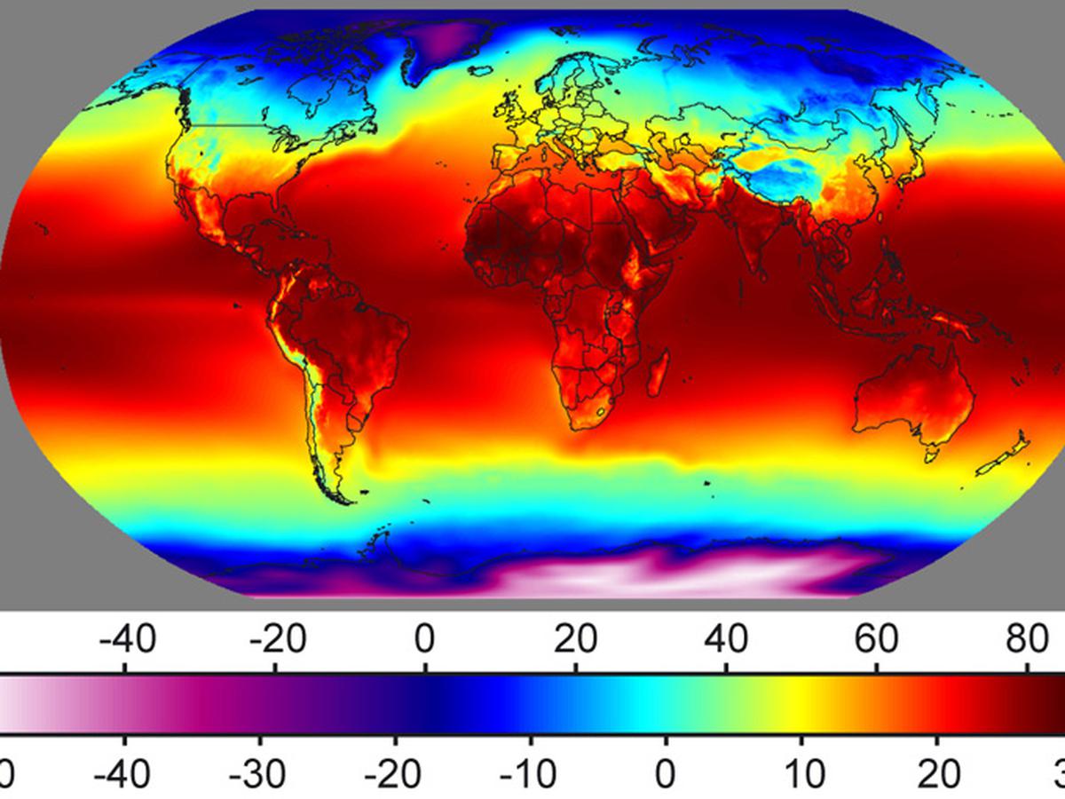 Suatu gambaran tentang peningkatan suhu rata-rata atmosfer bumi dan lautan