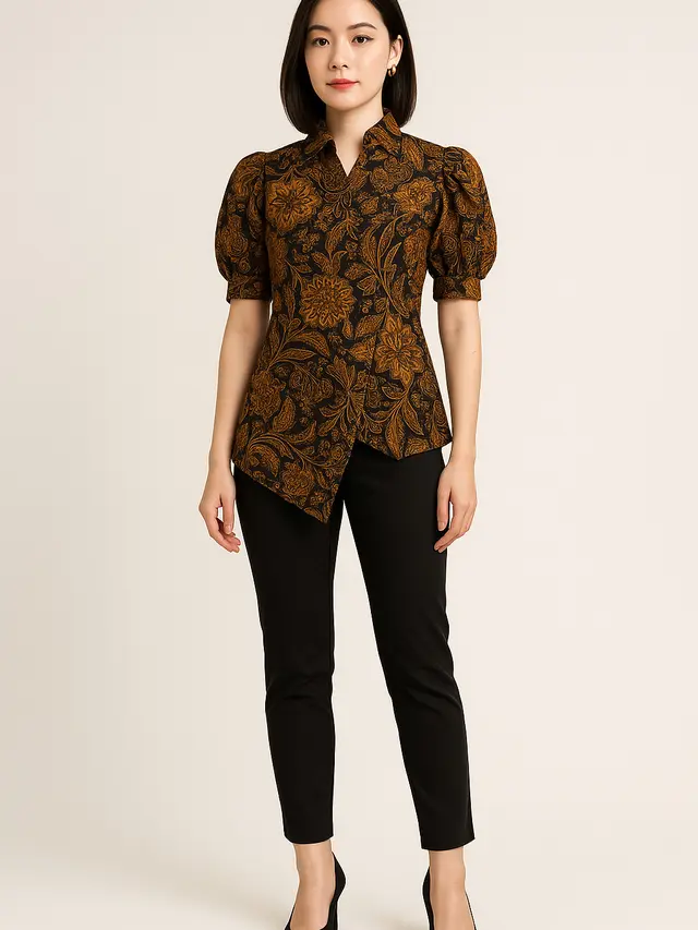 Model Kemeja Batik Slimfit Lengan Puff