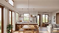 Ruang Terbuka Terpadu antara Dapur, Ruang Makan, dan Ruang Tamu/Rumah Kecil Gaya Skandinavia Tanpa Sekat (Sumber: gemini.com)