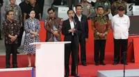 Presiden Jokowi memberikan sambutan saat peresmian hasil renovasi Istora Senayan, Jakarta, Selasa (23/1). Istora Senayan akan menjadi salah satu arena Asean Games 2018. (Liputan6.com/Angga Yuniar) (Liputan6.com/Angga Yuniar)