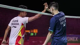 Anthony Sinisuka Ginting yang sempat menang di gim pertama, dengan skor ketat, 21-19 akhirnya harus menelan kekalahan pada Gim kedua dan ketiga, ia menyerah dengan skor 21-14, 21-13. (Badminton Photo/Erika Sawauchi)