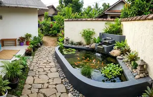 8 Inspirasi Kolam Sudut Berbentuk Segitiga, Desain Minimalis yang Bikin Halaman Kecil Terasa Luas