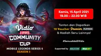 Live streaming Vidio Community Cup, Kamis (15/4/2021) dapat disaksikan melalui platform streaming Vidio. (Dok. Vidio)