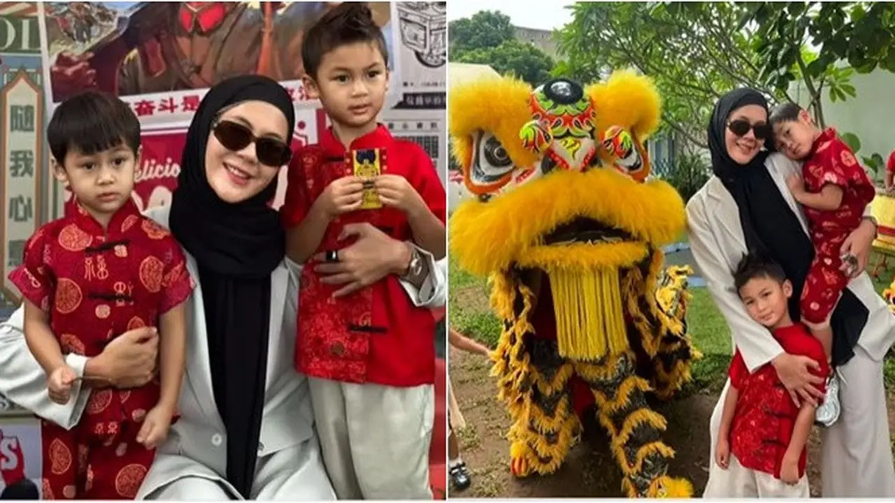 6 Potret Paula Verhoeven Temani Anak di Perayaan Imlek Sekolah, Nonton Barongsai