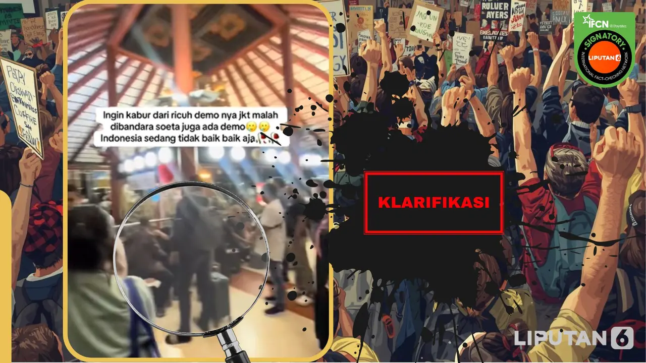 Tangkapan layar klaim video demo di Bandara Soetta