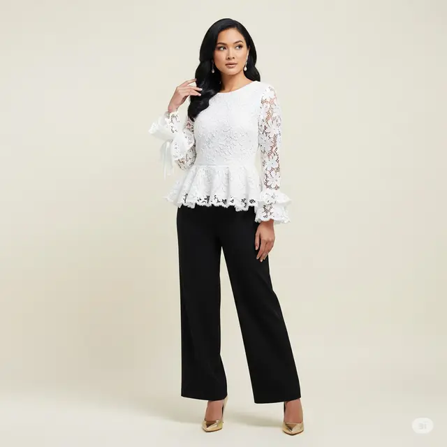 7 Inspirasi Blouse Brokat Floral Modifikasi Peplum untuk Tampilan Elegan dan Modern.