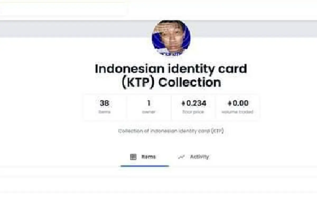Akun penjual NFT selfie KTP di OpenSea