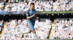 1. Kevin De Bruyne. Pemain Manchester City ini semakin menunjukkan peran sebagai motor lini tengah. Ia tercatat sebagai pengoleksi assist terbanyak sampai sebelum jeda internasional, dengan 4 assist. (AFP/Oli Scarff)