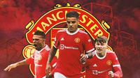 Manchester United - Kieran Trippier, Max Aarons, Nathan Patterson (Bola.com/Adreanus Titus)