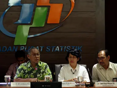Badan Pusat Statistik (BPS) menggelar konferensi pers di Kantor BPS Pusat, Jakarta, Selasa (18/8/2015). Nilai ekspor Indonesia Juli 2015 mengalami penurunan sebesar 15,53% dibanding ekspor Juni 2015, (Liputan6.com/Johan Tallo) 